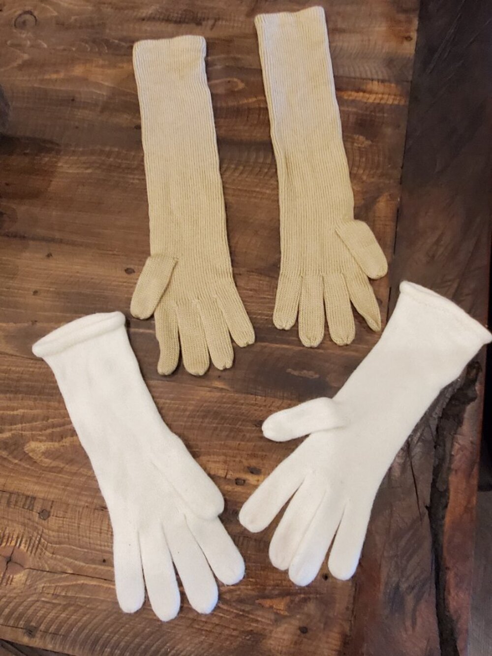 Preston & York + Merona Women's Long Knit Gloves Bundle | Beige & White - Picture 2 of 8